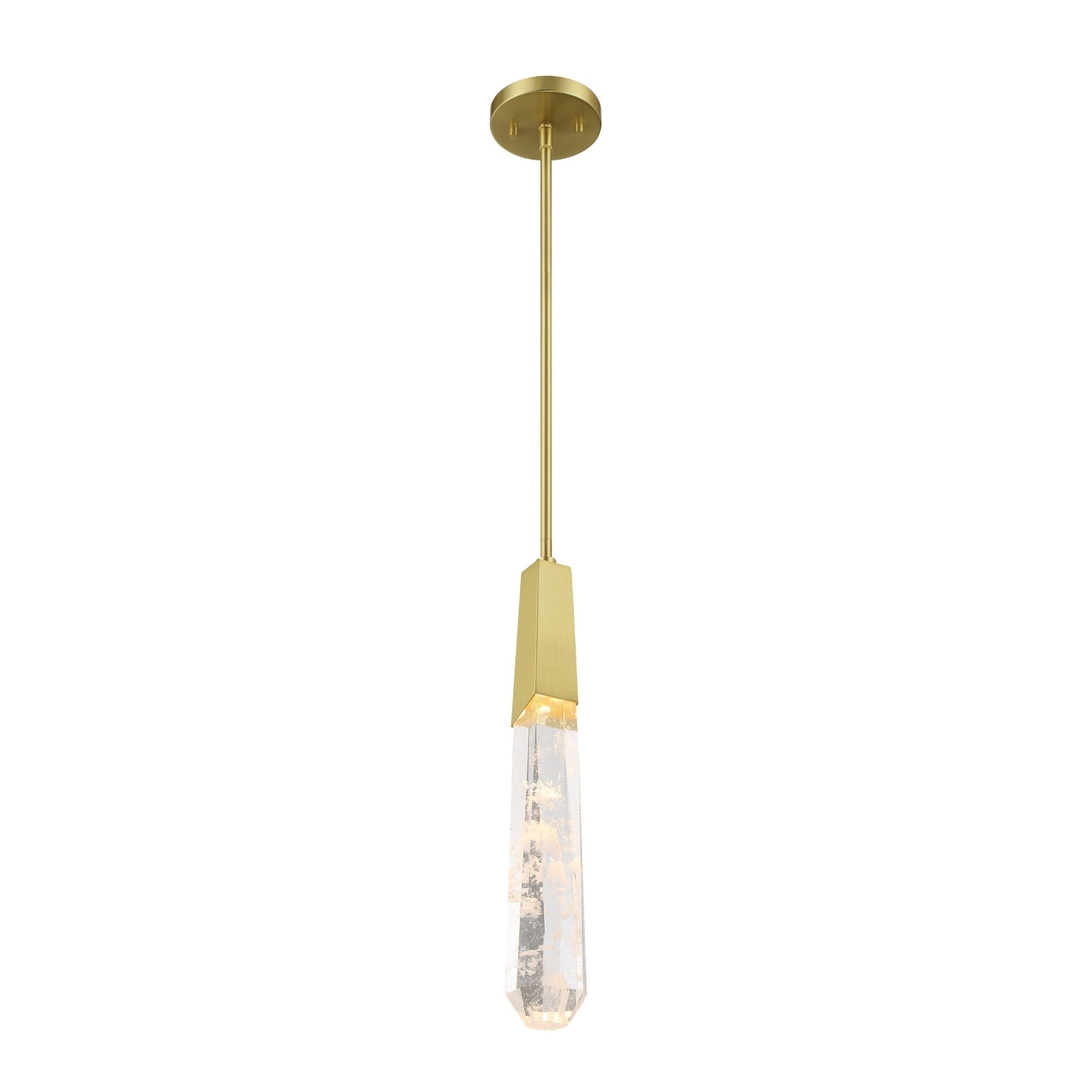 George Kovacs Drifting Droplets 18.5 in. LED Pendant, Brushed Brass with Clear Faux Rock Crystal
