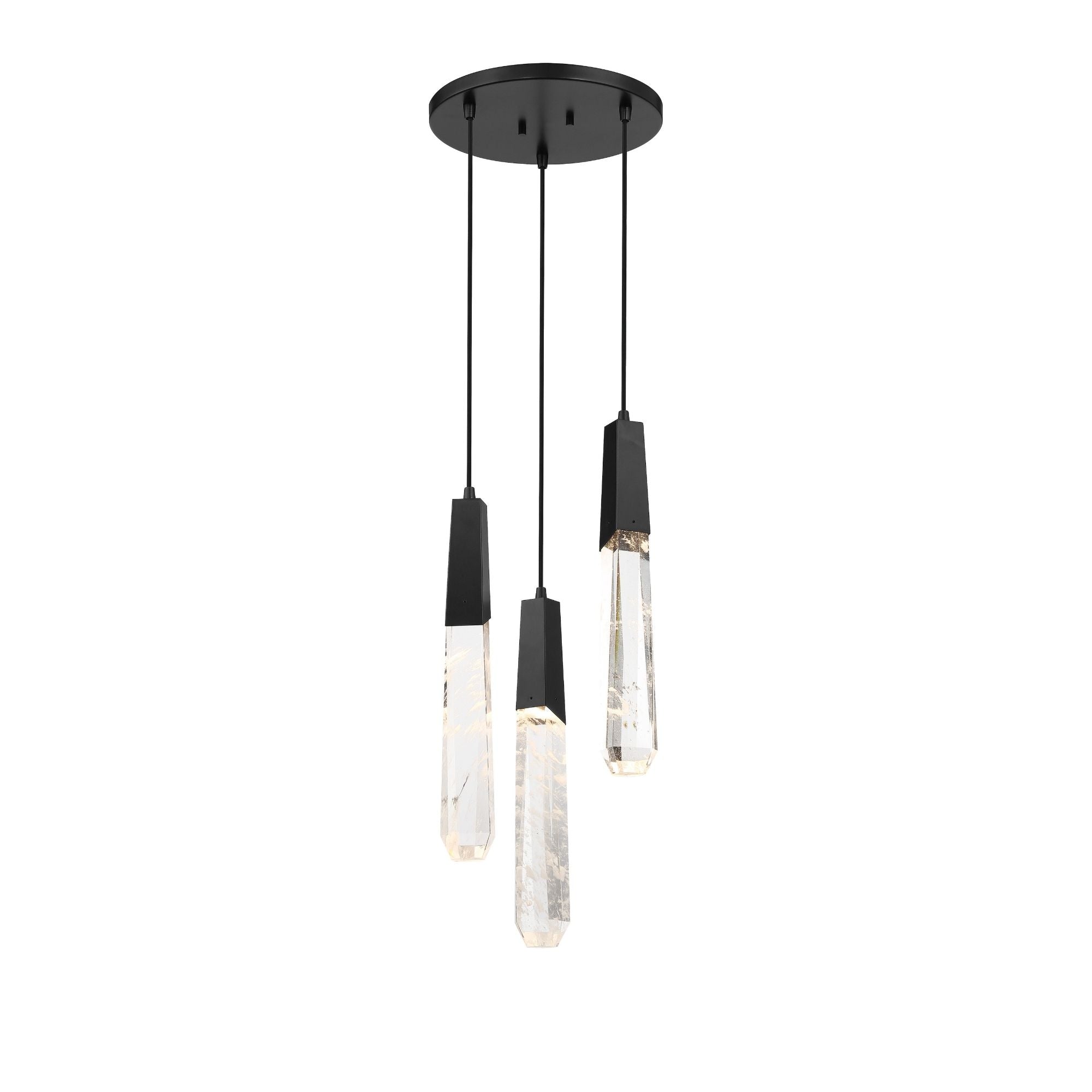 George Kovacs Drifting Droplets 18 in. 3-Light Pendant, Coal Black with Clear Faux Rock Crystal