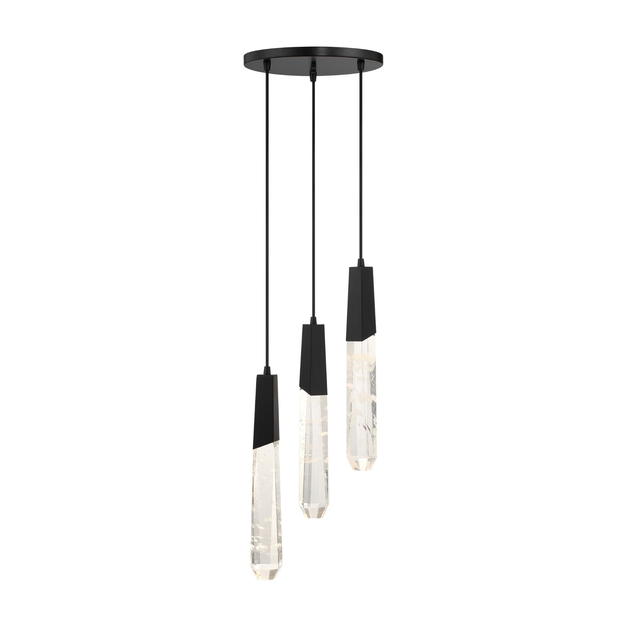 George Kovacs Drifting Droplets 18 in. 3-Light Pendant, Coal Black with Clear Faux Rock Crystal