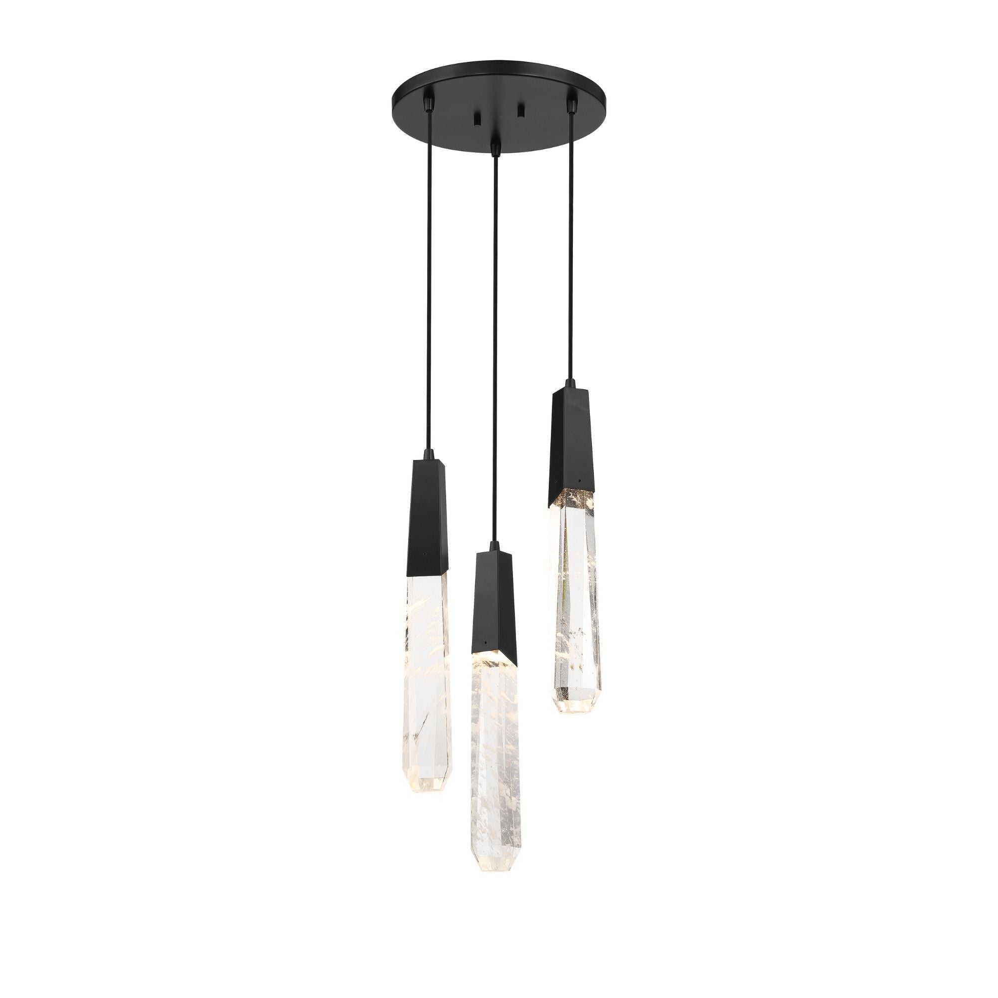 George Kovacs Drifting Droplets 18 in. 3-Light Pendant, Coal Black with Clear Faux Rock Crystal
