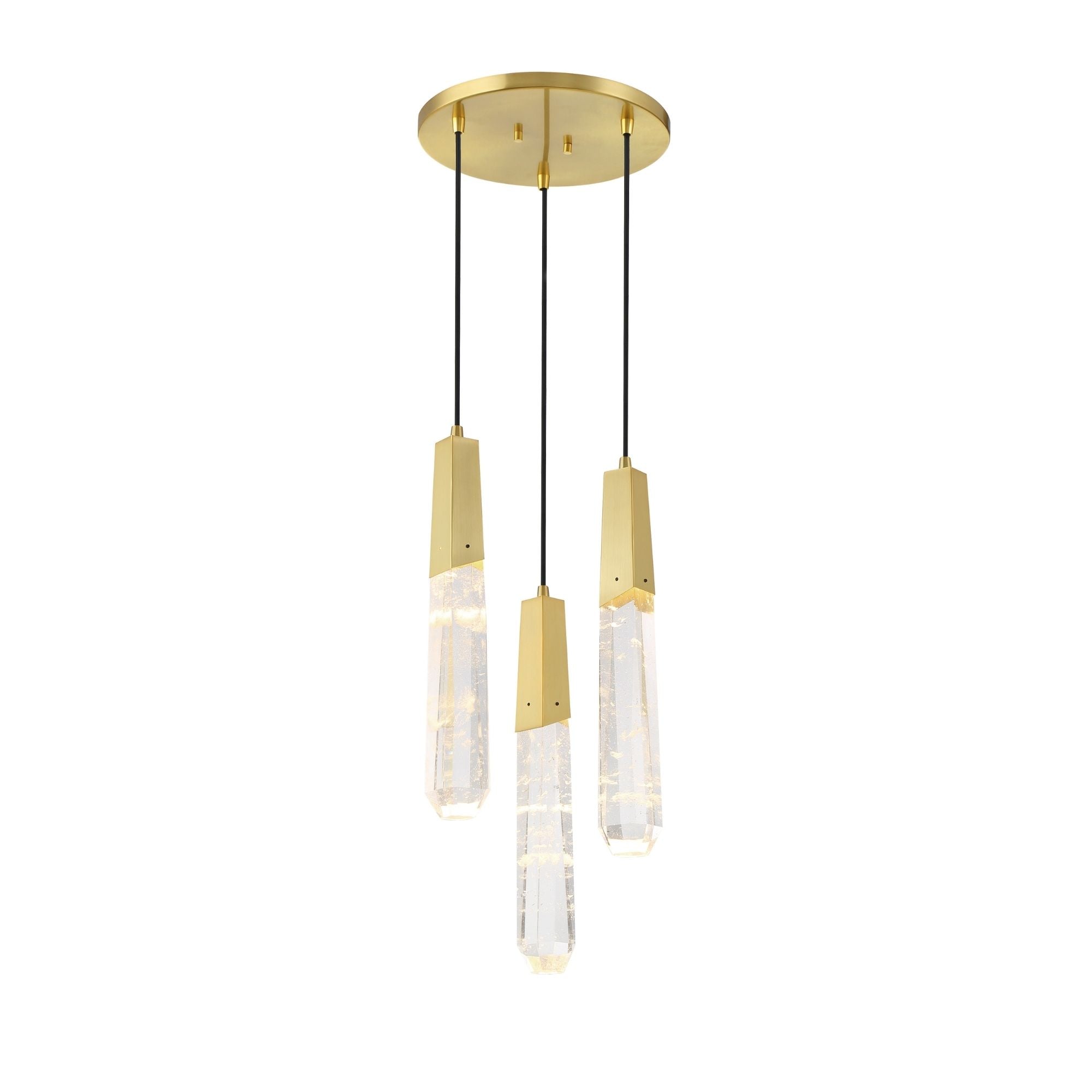 George Kovacs Drifting Droplets 18 in. 3-Light Pendant, Brushed Brass with Faux Rock Crystal