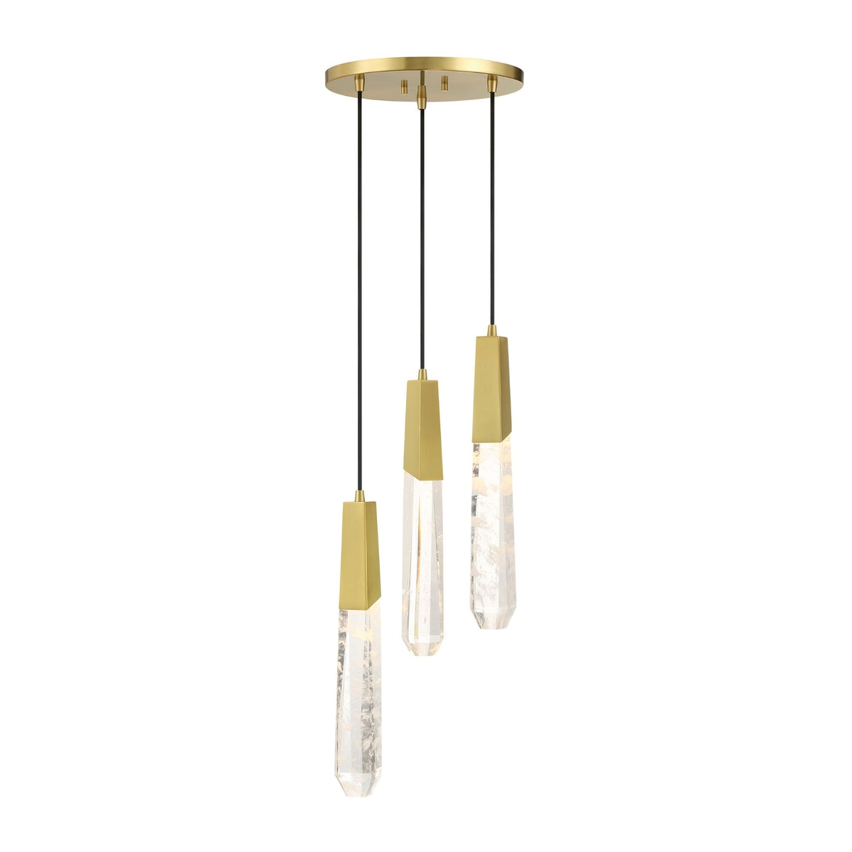 George Kovacs Drifting Droplets 18 in. 3-Light Pendant, Brushed Brass with Faux Rock Crystal