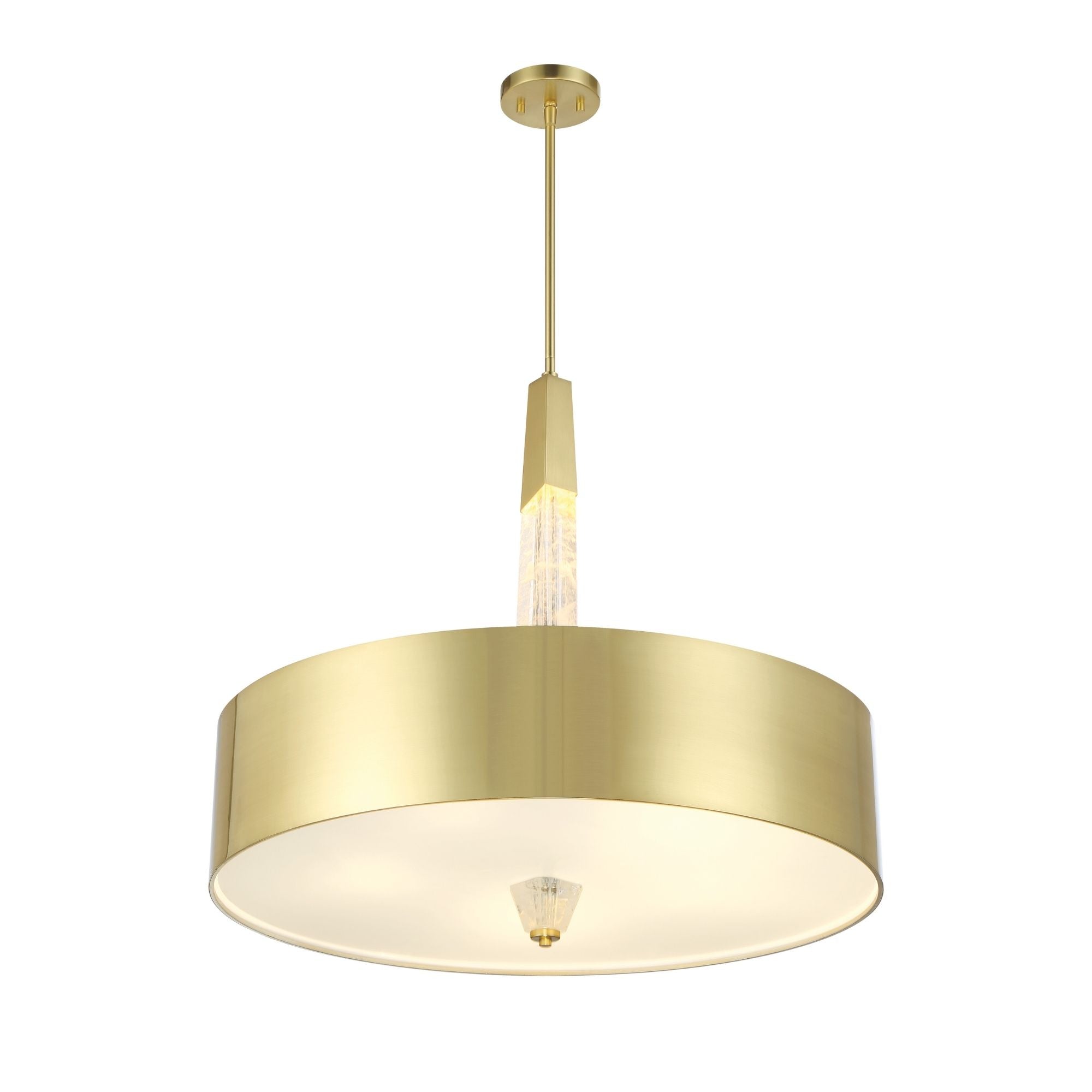 George Kovacs Drifting Droplets 28 in. Pendant Light, Brushed Brass with Frosted Glass