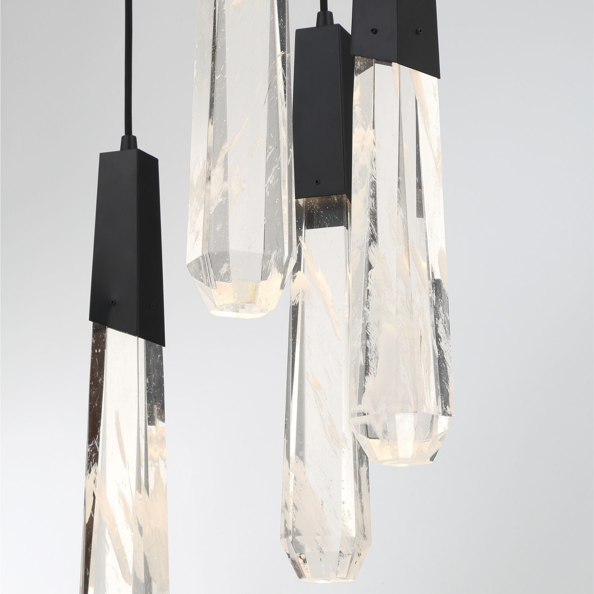 George Kovacs Drifting Droplets 20 in. 7-Light Pendant, Coal Black with Clear Faux Rock Crystal