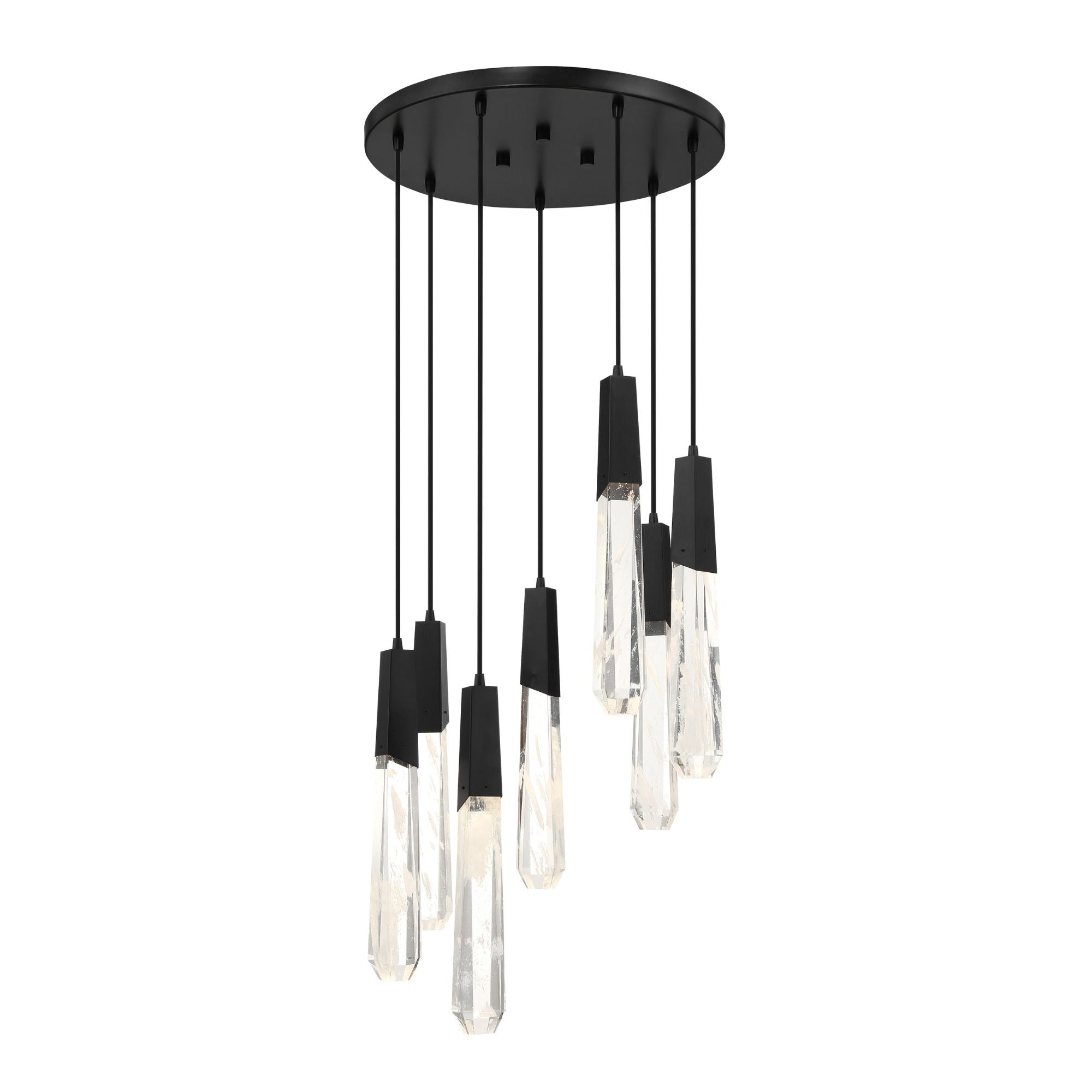 George Kovacs Drifting Droplets 20 in. 7-Light Pendant, Coal Black with Clear Faux Rock Crystal