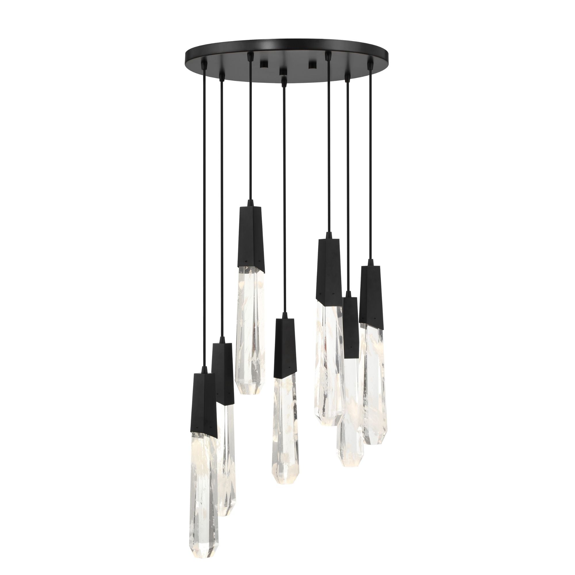 George Kovacs Drifting Droplets 20 in. 7-Light Pendant, Coal Black with Clear Faux Rock Crystal
