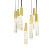 George Kovacs Drifting Droplets 20 in. 7-Light Pendant, Brushed Brass with Faux Rock Crystal