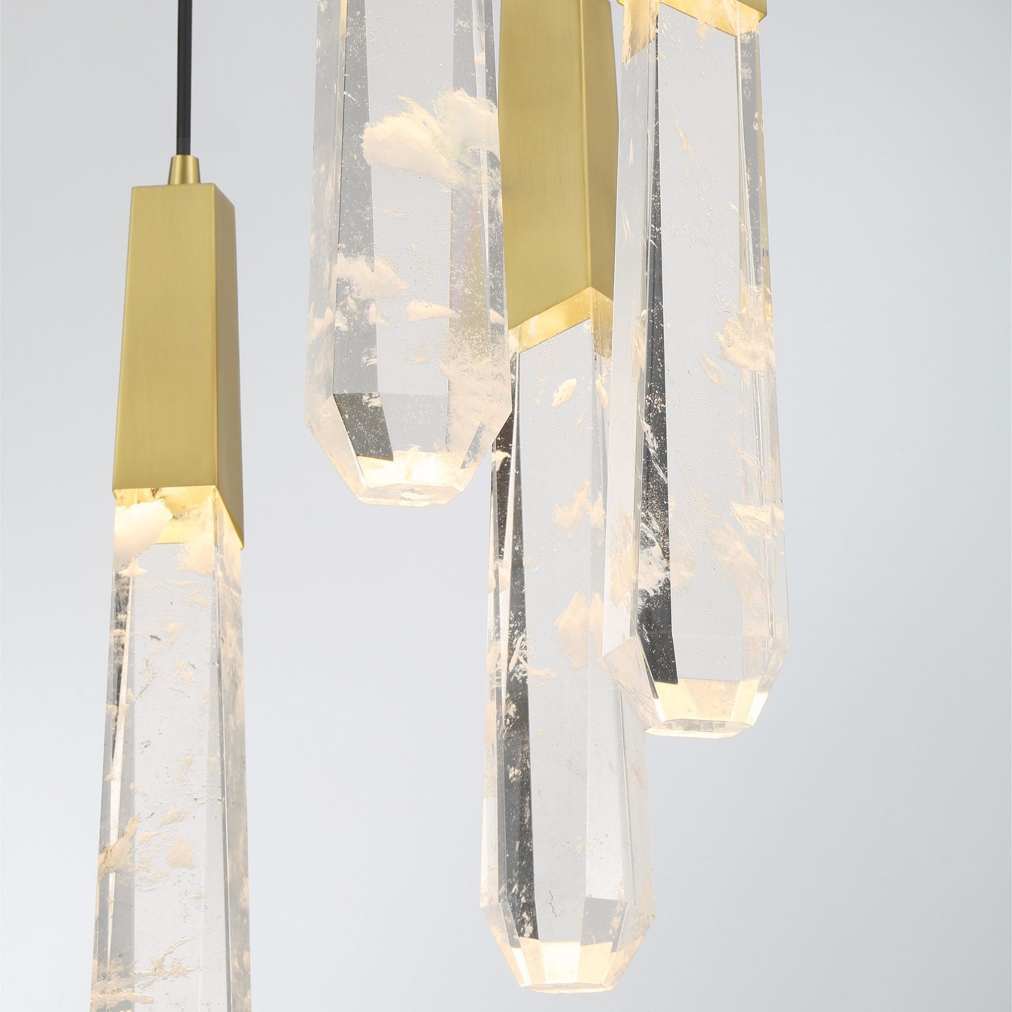George Kovacs Drifting Droplets 20 in. 7-Light Pendant, Brushed Brass with Faux Rock Crystal