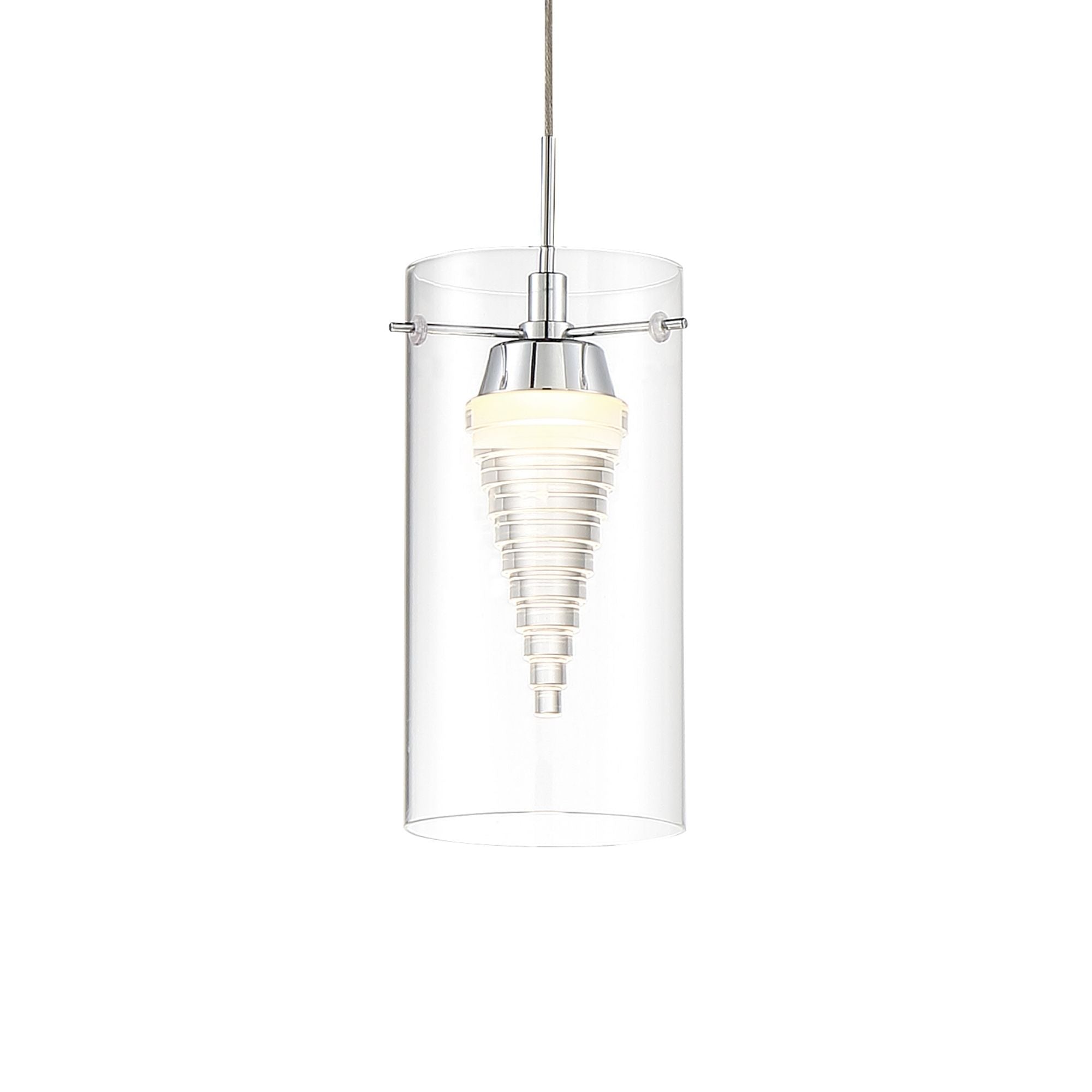 George Kovacs Funnel Cloud 9.5 in. LED Mini Pendant, Chrome with Clear Glass