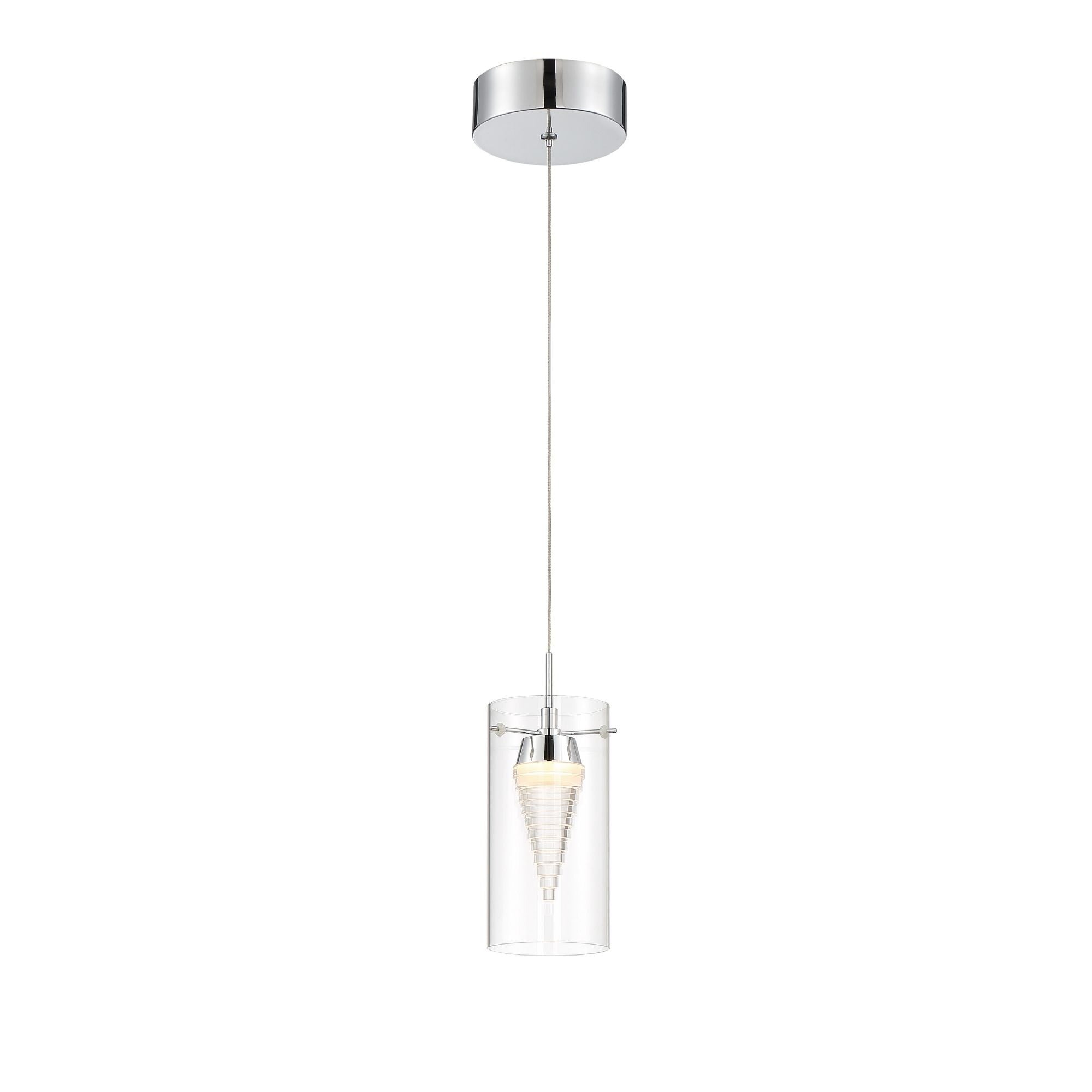 George Kovacs Funnel Cloud 9.5 in. LED Mini Pendant, Chrome with Clear Glass