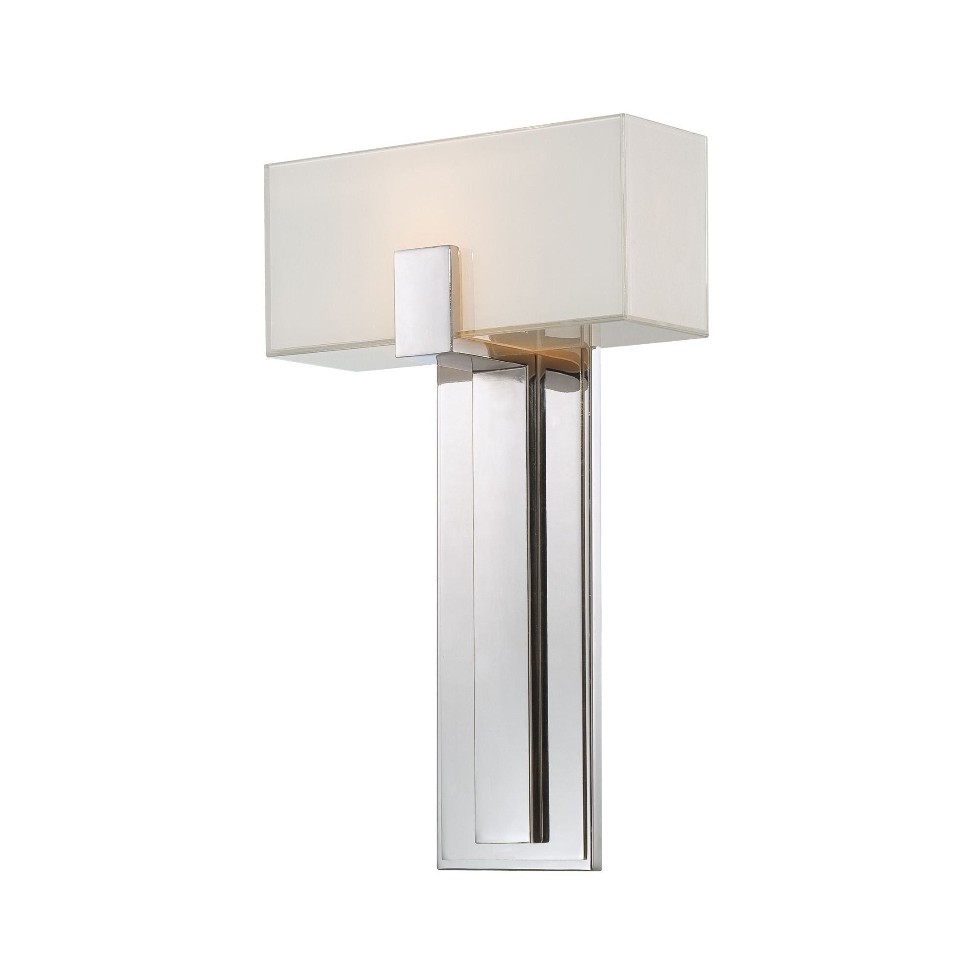 George Kovacs Wall Sconce, 16.5 in. Height, Polished Nickel with Mitered Glass