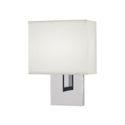 George Kovacs Wall Sconce, 11in. Height, Chrome with White Fabric Drum Shade