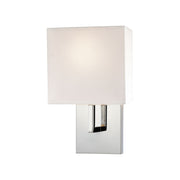 George Kovacs Wall Sconce, 11.25 in. Height, Chrome with White Fabric Drum Shade