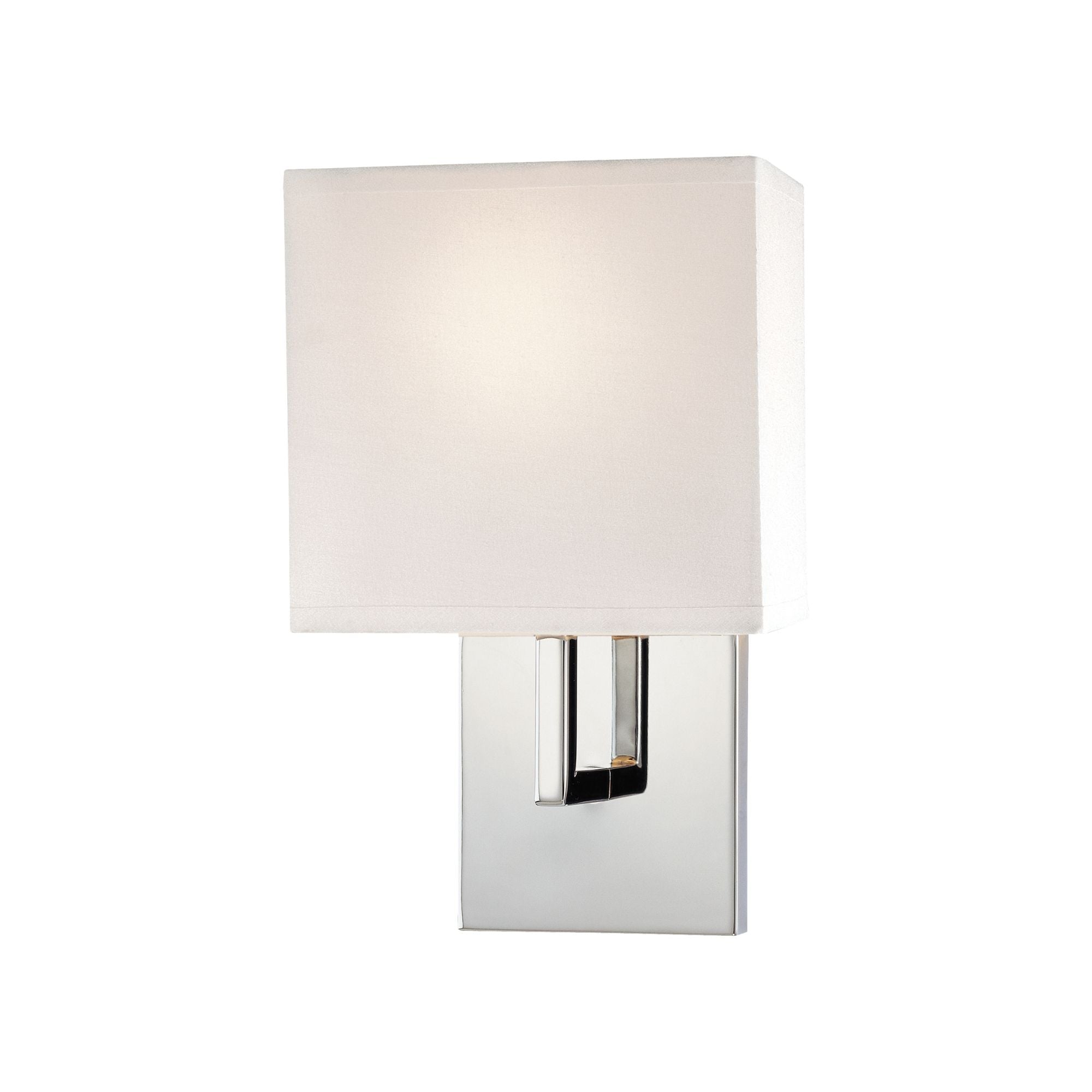 George Kovacs Wall Sconce, 11.25 in. Height, Chrome with White Fabric Drum Shade