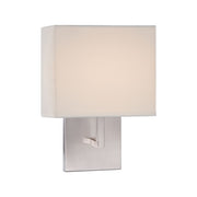 George Kovacs Mid-Century Modern 11 in. Wall Sconce, Brushed Nickel with White Fabric Drum Shade