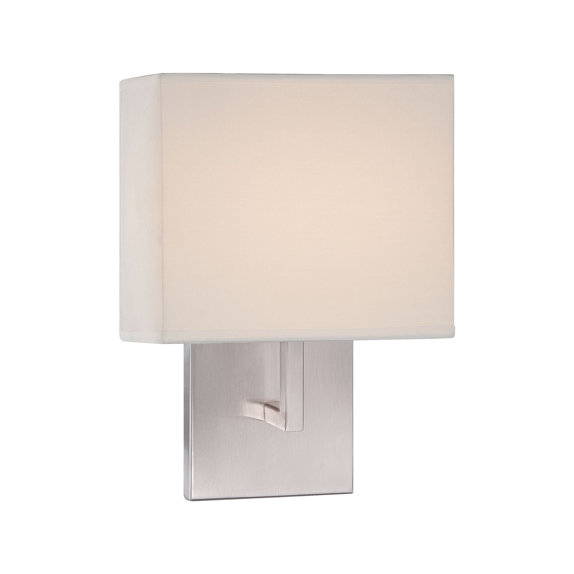 George Kovacs Mid-Century Modern 11 in. Wall Sconce, Brushed Nickel with White Fabric Drum Shade