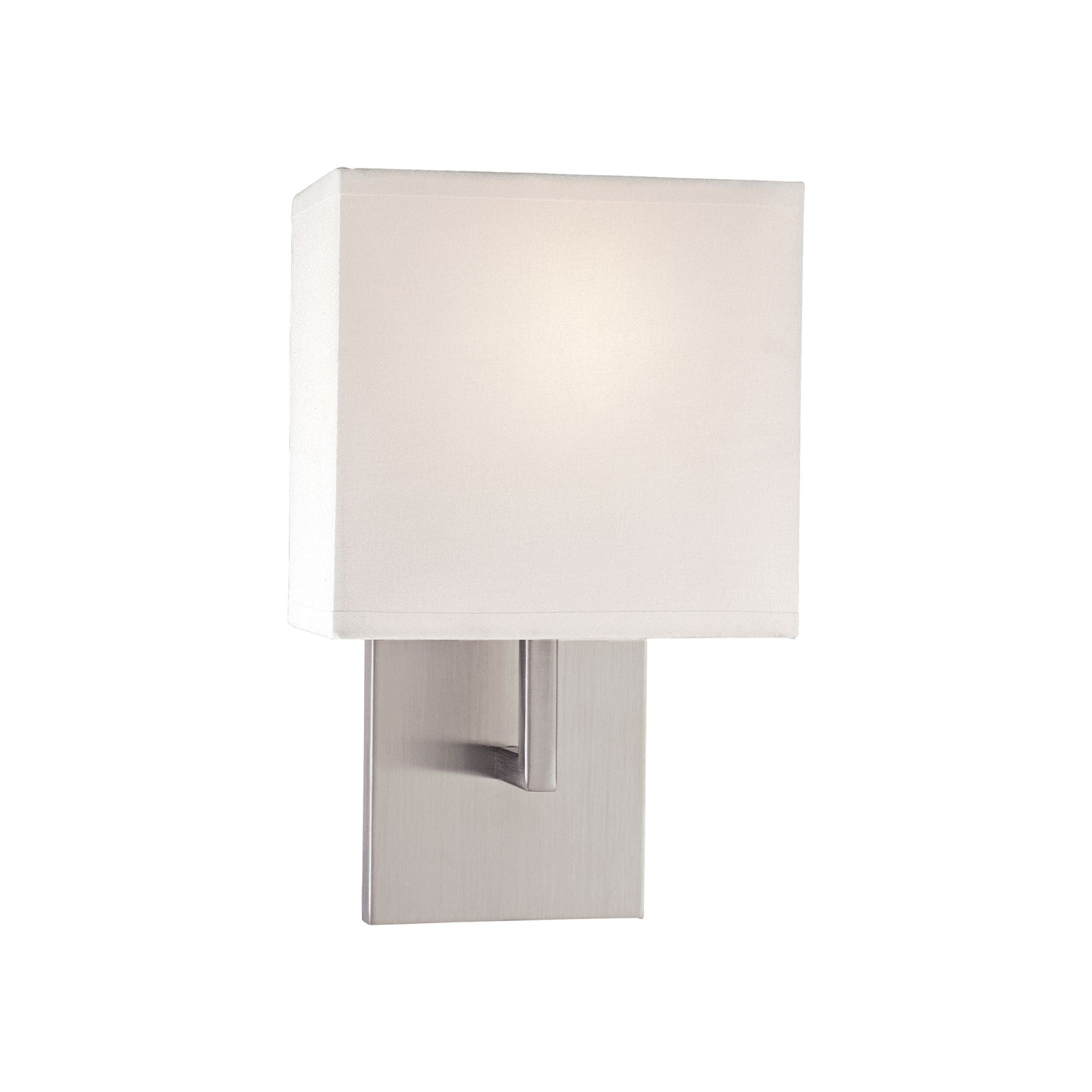 George Kovacs Wall Sconce, 11.25 in. Height, Brushed Nickel with White Fabric Drum Shade