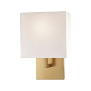 George Kovacs 11" Wall Sconce, Honey Gold with White Fabric Drum Shade