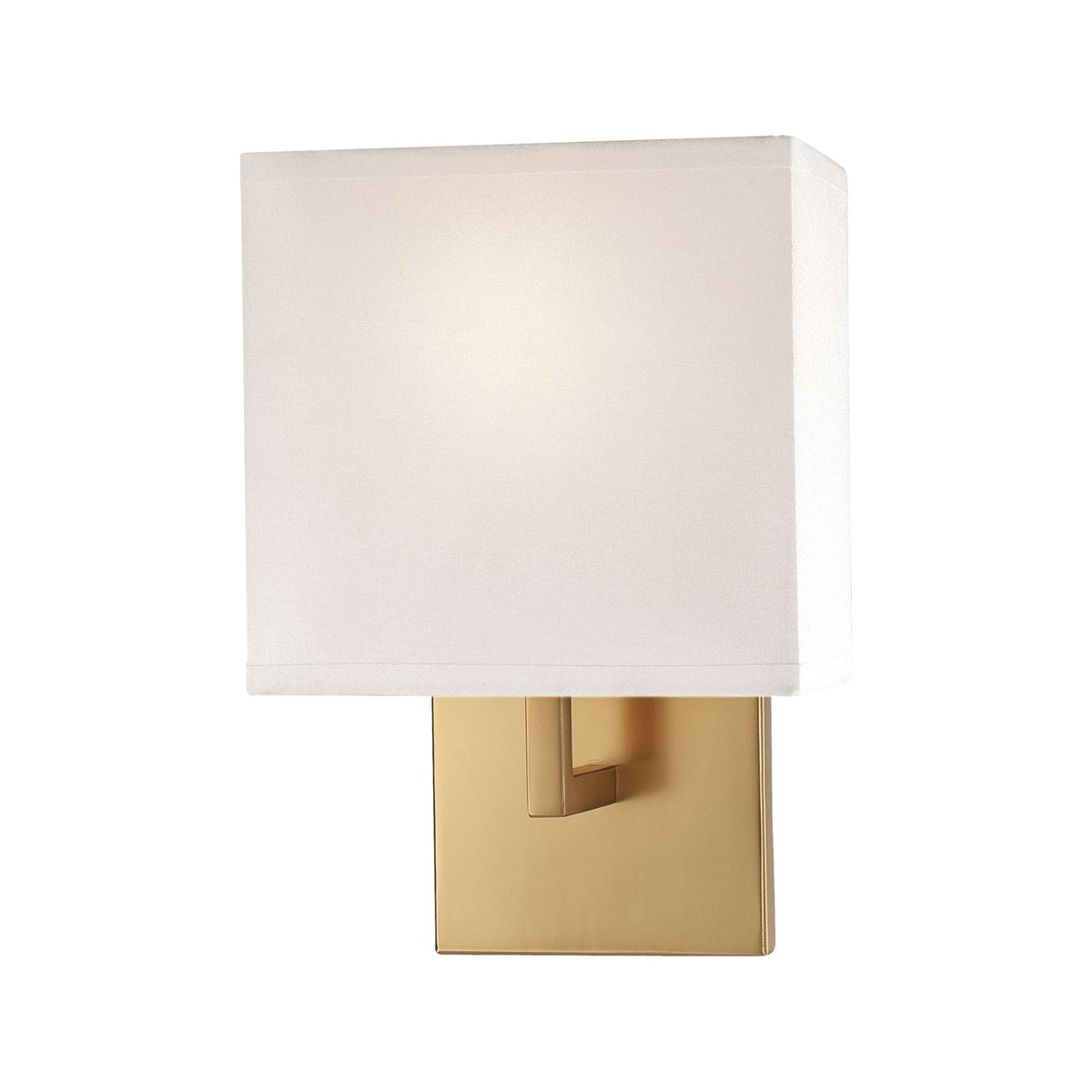 George Kovacs 11" Wall Sconce, Honey Gold with White Fabric Drum Shade