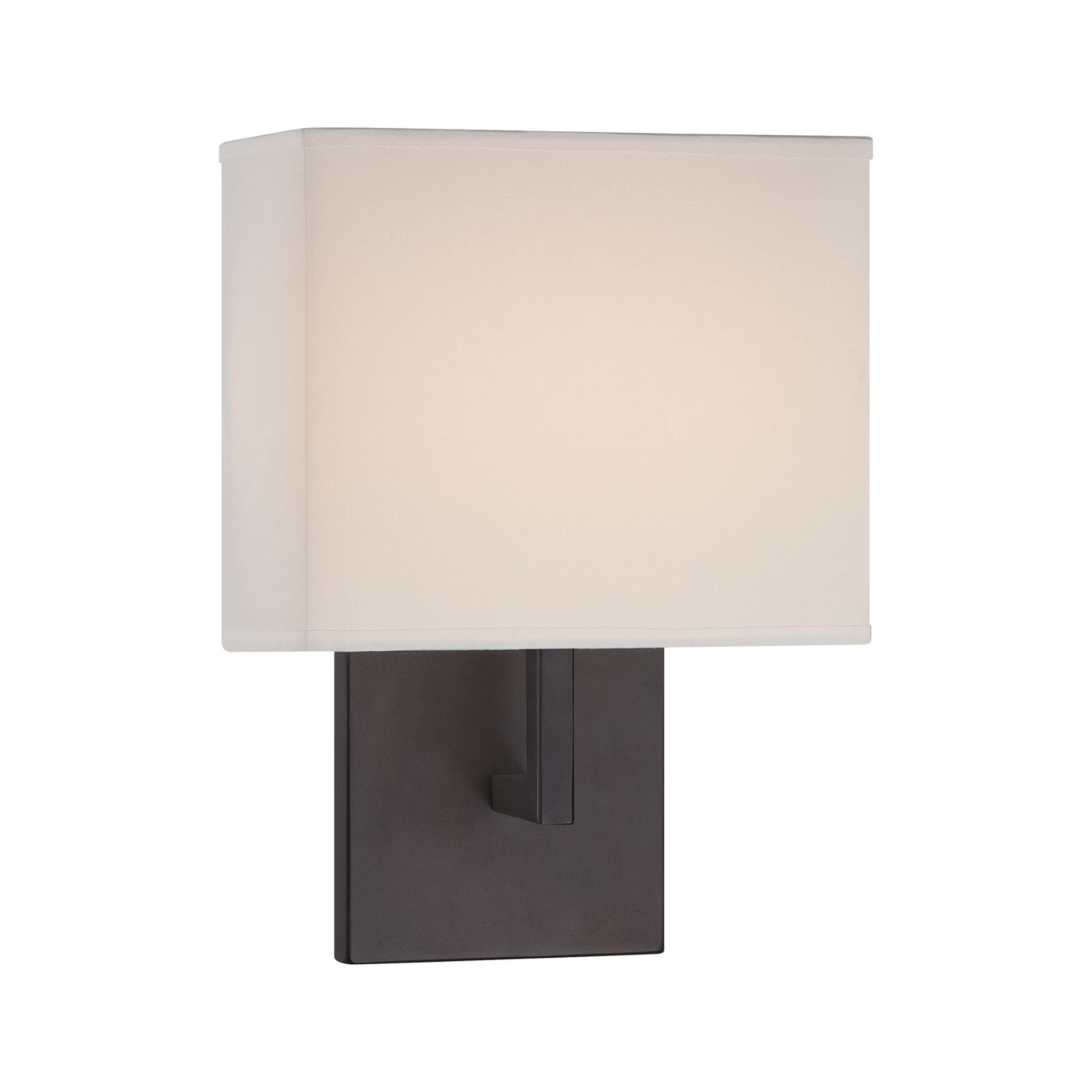 George Kovacs Mid-Century Modern 11 in. LED Wall Sconce, Bronze with Textured White Fabric Drum Shade