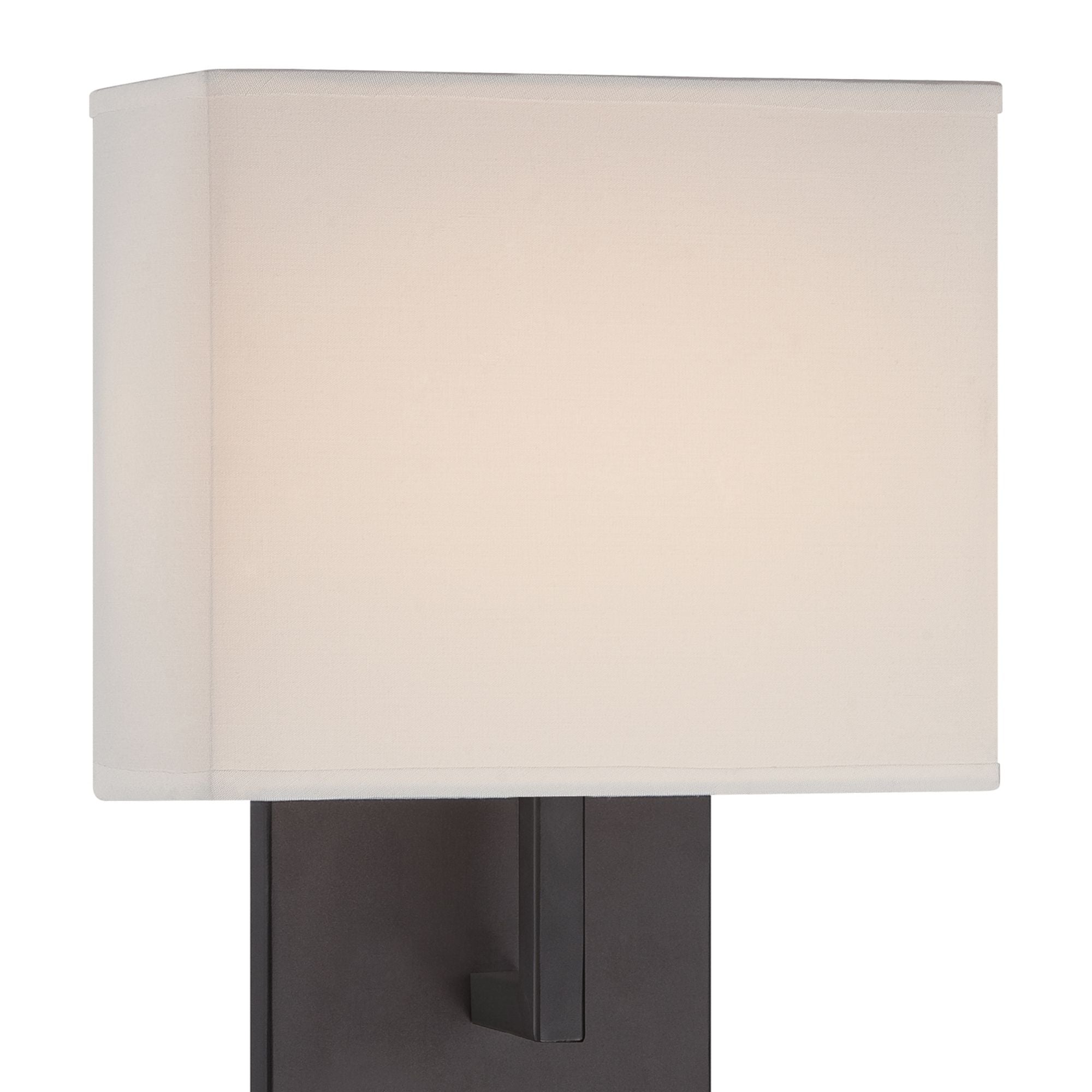 George Kovacs Mid-Century Modern 11 in. LED Wall Sconce, Bronze with Textured White Fabric Drum Shade