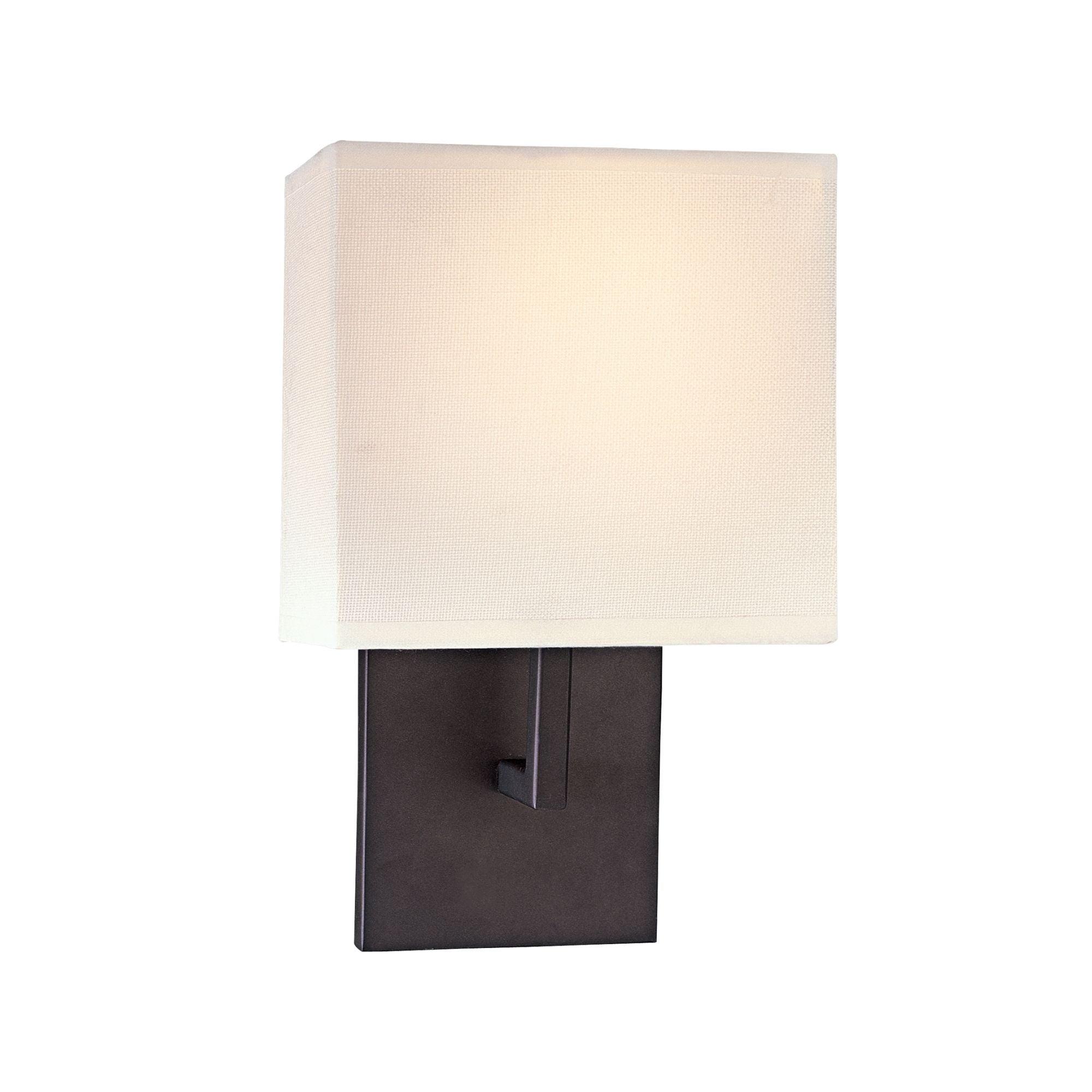 George Kovacs Wall Sconce, 11.25 in. Height, Bronze with White Fabric Drum Shade