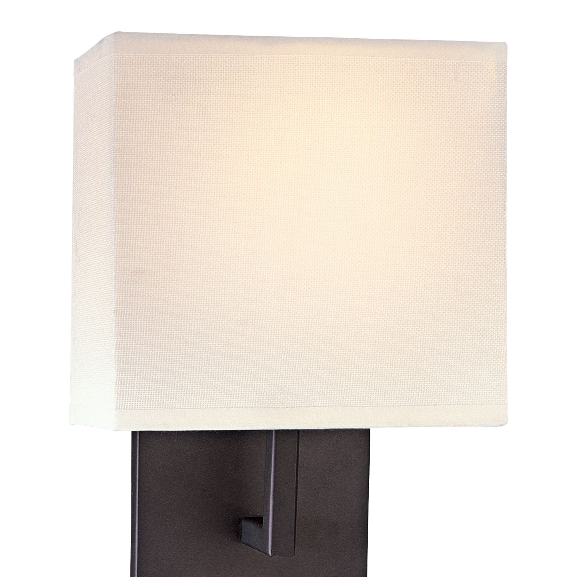 George Kovacs Wall Sconce, 11.25 in. Height, Bronze with White Fabric Drum Shade