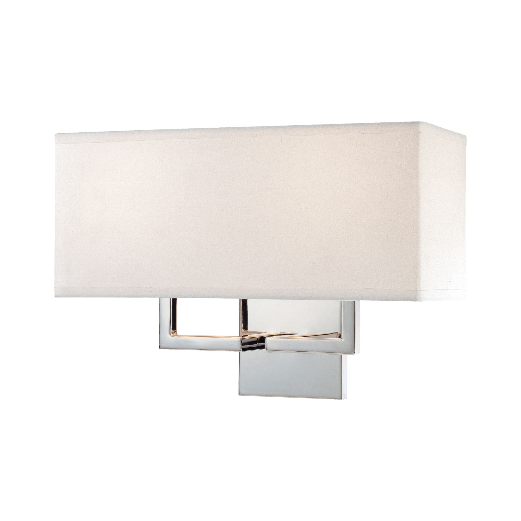 George Kovacs Wall Sconce 11 in. Height 2-Light, Chrome with Off White Fabric Drum Shade