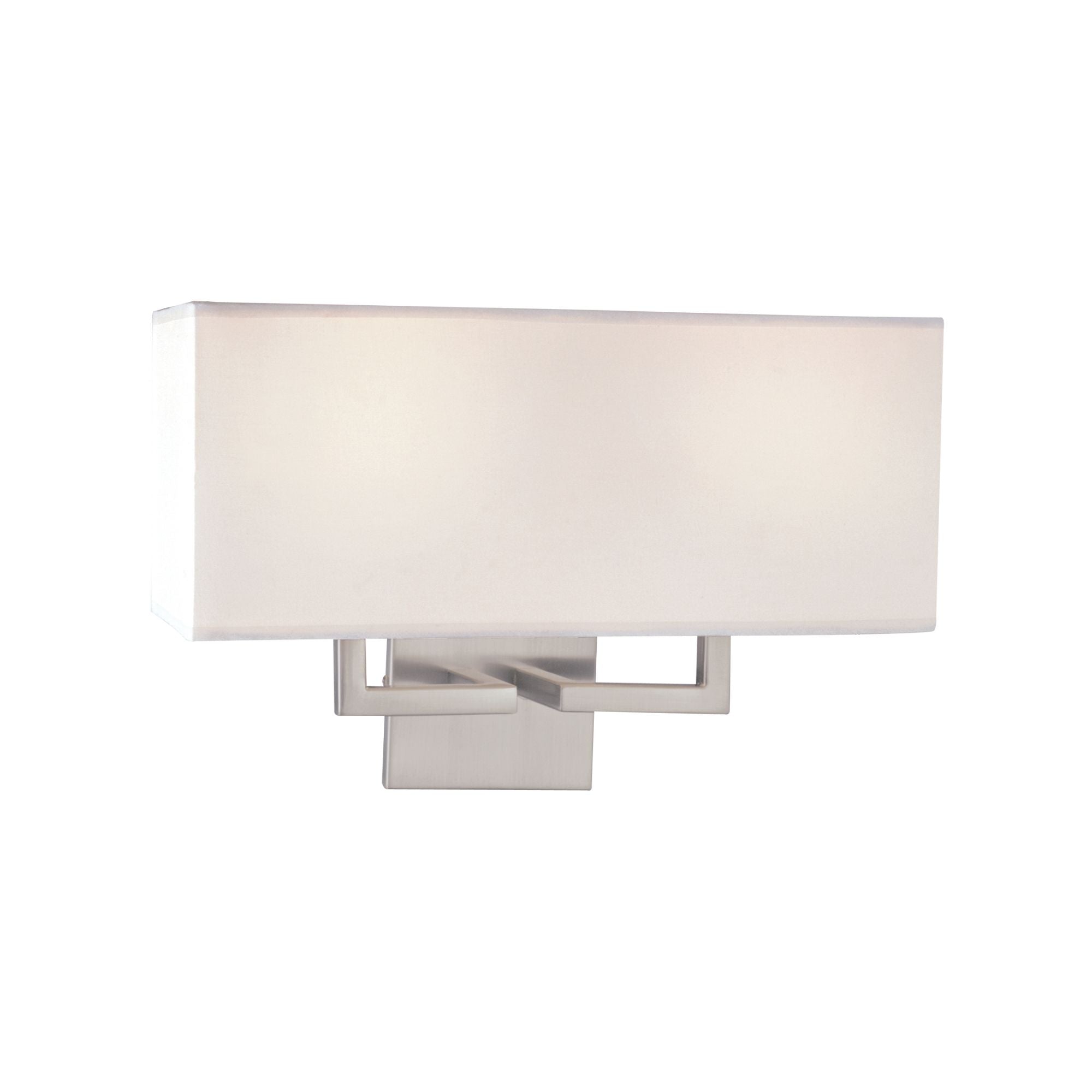 George Kovacs Wall Sconce, 11 in. Height, 2-Light, Brushed Nickel with White Fabric Drum Shade