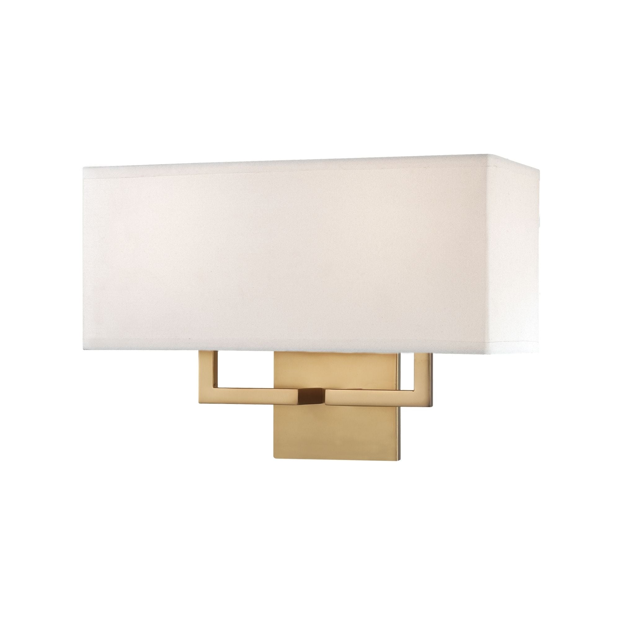 George Kovacs 16" Wall Sconce, Honey Gold with White Fabric Drum Shade