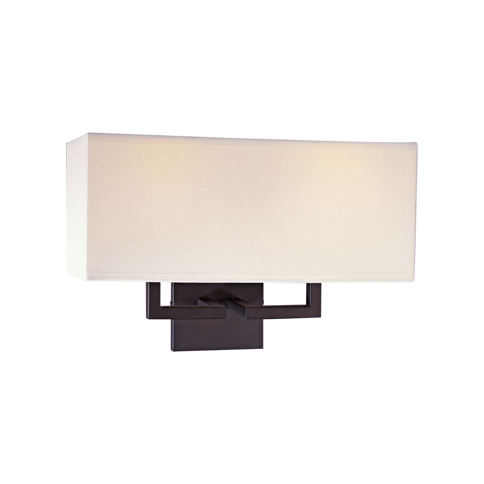 George Kovacs Wall Sconce, 11 in. Height, 2-Light, Bronze with Off White Fabric Drum Shade