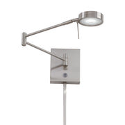 George's Reading Room 23" LED Swing Arm Wall Lamp Round, Brushed Nickel Finish