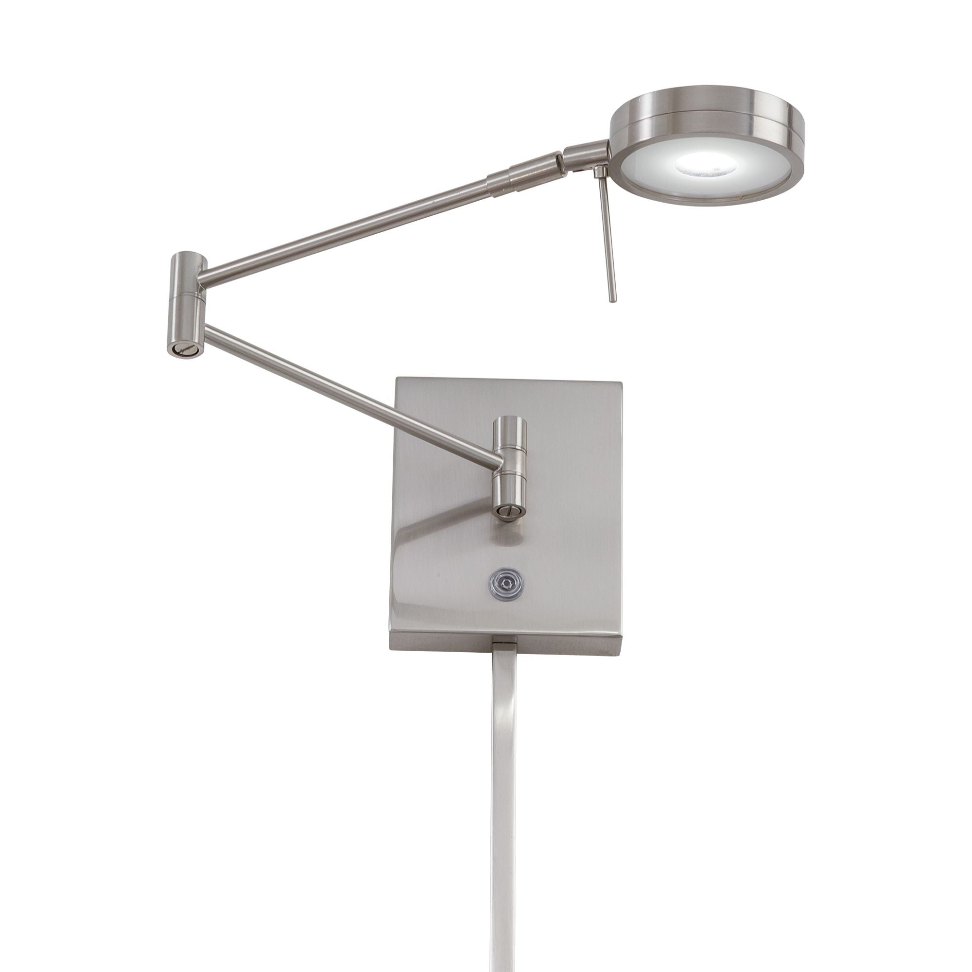 George's Reading Room 23" LED Swing Arm Wall Lamp Round, Brushed Nickel Finish