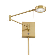 George's Reading Room 23" LED Swing Arm Wall Lamp Round, Honey Gold Finish