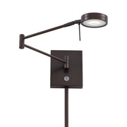 George's Reading Room 23" LED Swing Arm Wall Lamp Round, Copper Bronze Patina Finish