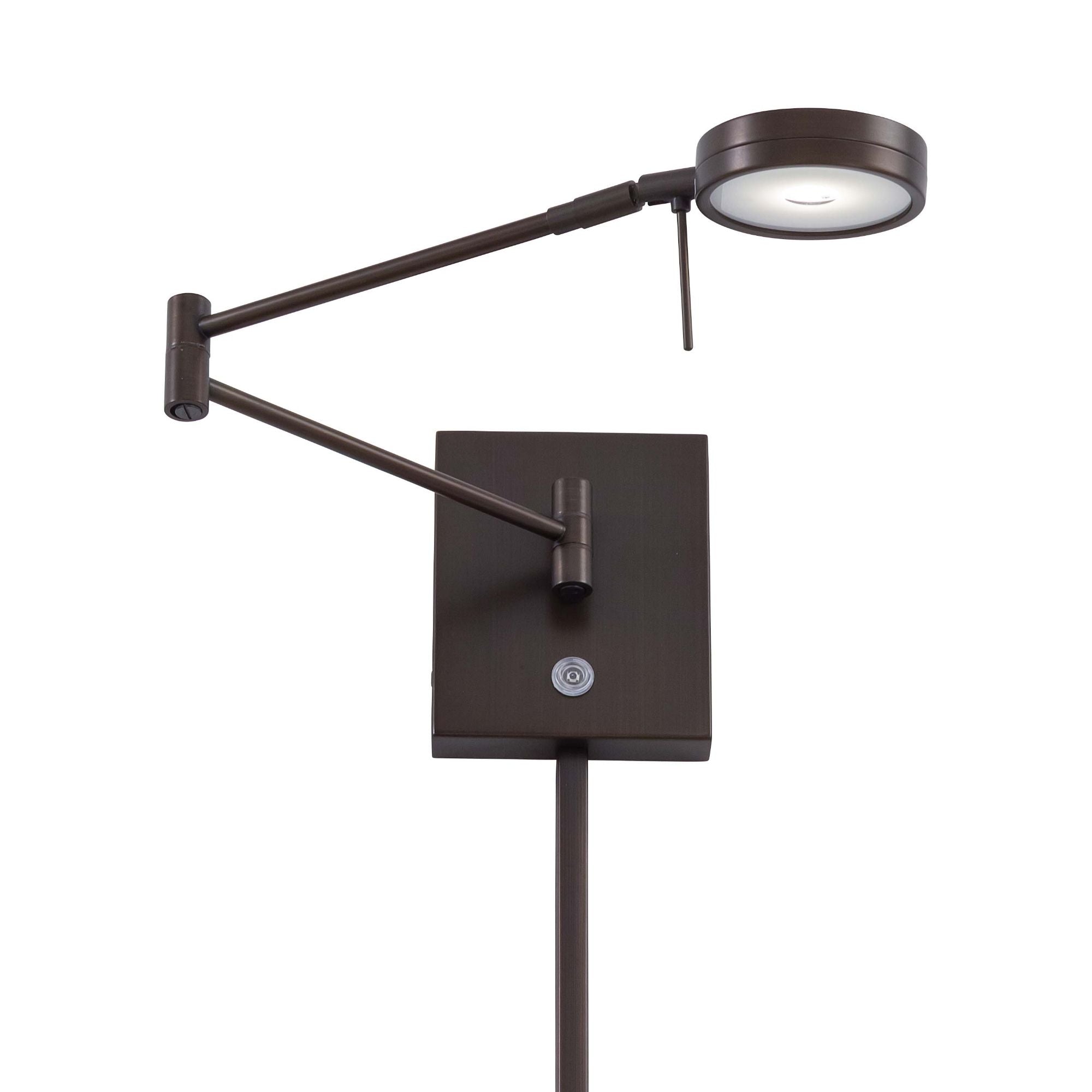George's Reading Room 23" LED Swing Arm Wall Lamp Round, Copper Bronze Patina Finish