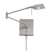 George's Reading Room 23" LED Swing Arm Wall Lamp Rectangle, Brushed Nickel Finish