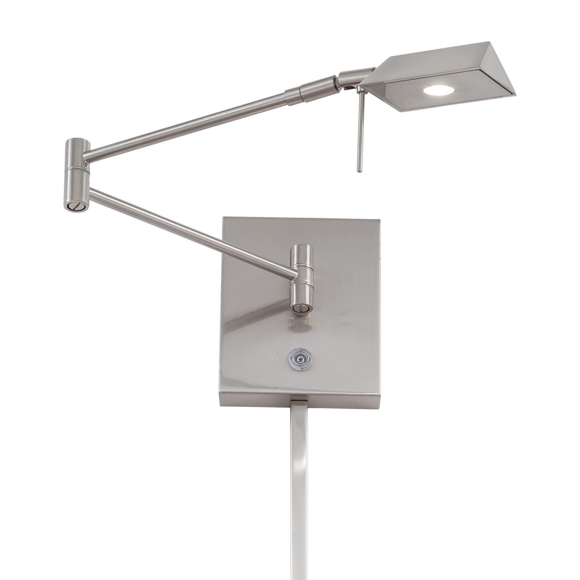 George's Reading Room 23" LED Swing Arm Wall Lamp Rectangle, Brushed Nickel Finish
