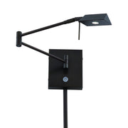 Dark metal swing-arm wall lamp with rectangular shade, LED light panel
