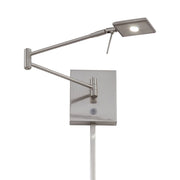 George's Reading Room 23" LED Swing Arm Wall Lamp Square, Brushed Nickel Finish