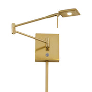 George's Reading Room 23" LED Swing Arm Wall Lamp Square, Honey Gold Finish