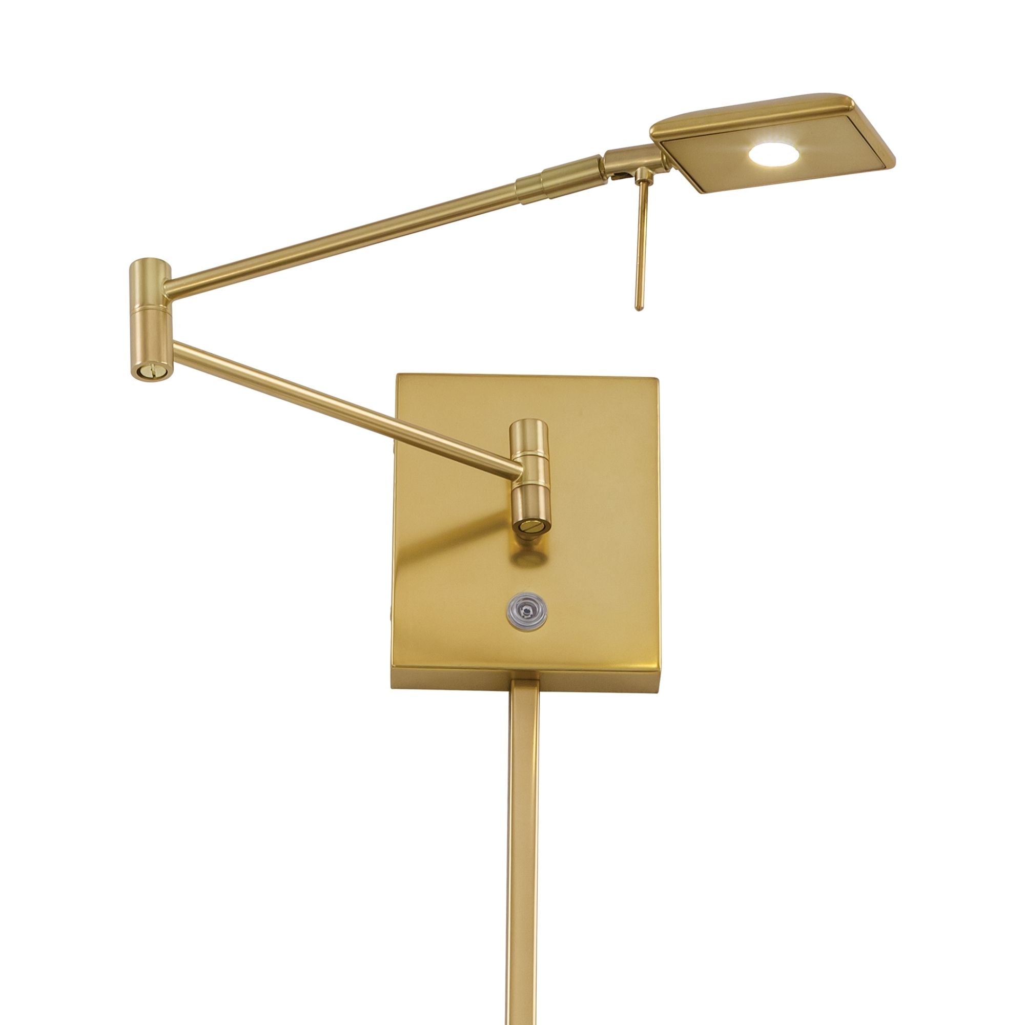 George's Reading Room 23" LED Swing Arm Wall Lamp Square, Honey Gold Finish