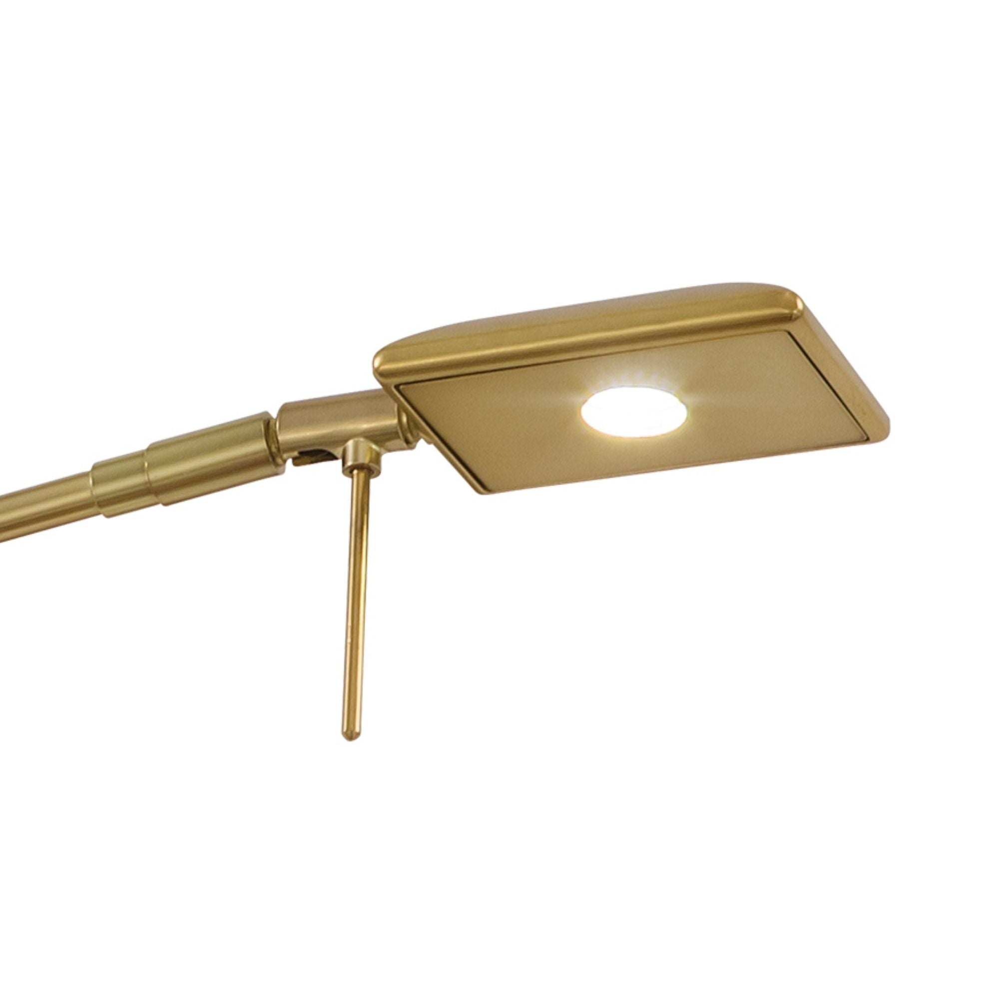 George's Reading Room 23" LED Swing Arm Wall Lamp Square, Honey Gold Finish