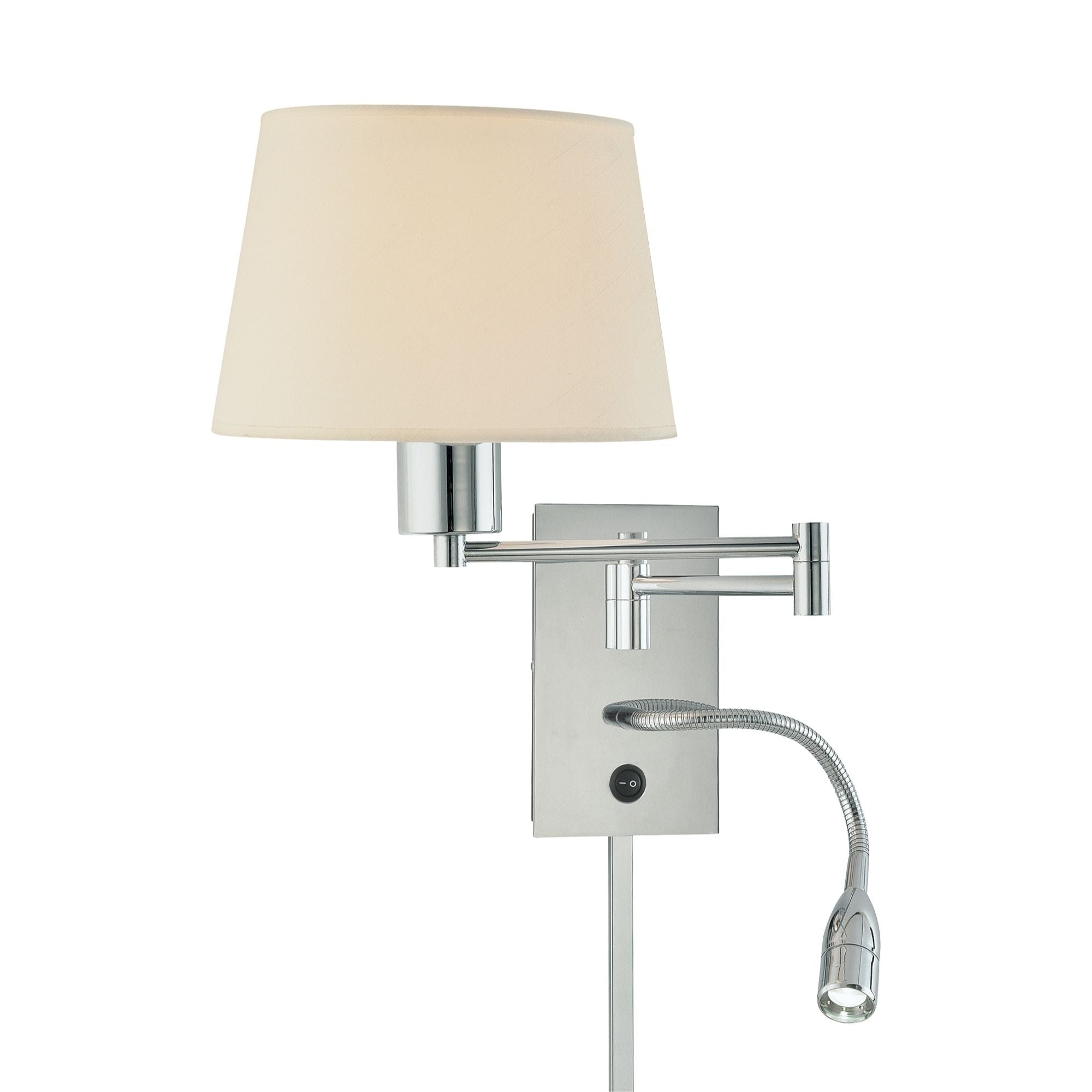 George Kovacs Georges Reading Room 25 in. Swing Arm Lamp, Chrome with White Fabric Shade
