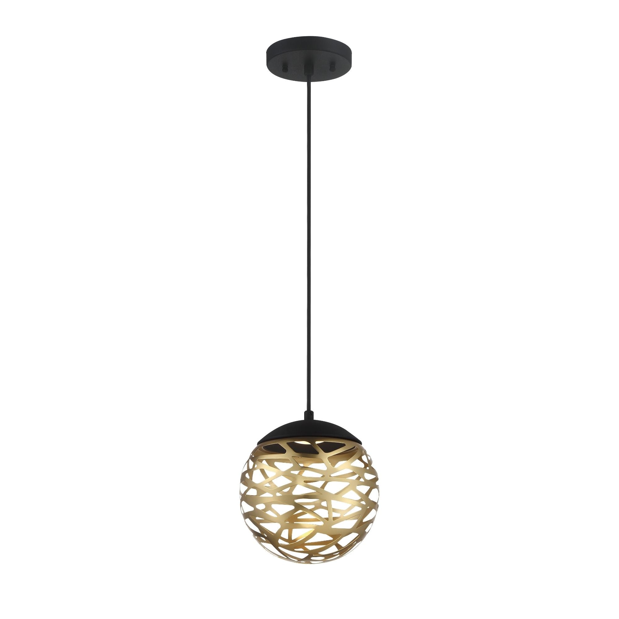 George Kovacs Golden Eclipse 8.25 in. Mini Pendant, Coal and Honey Gold