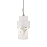 George Kovacs Gramercy 21 in. Pendant Light, Polished Nickel with White Silk Drum Shade