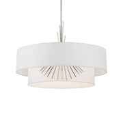 George Kovacs Gramercy 25.88 in. 4-Light Pendant, Polished Nickel with White Silk Drum Shade