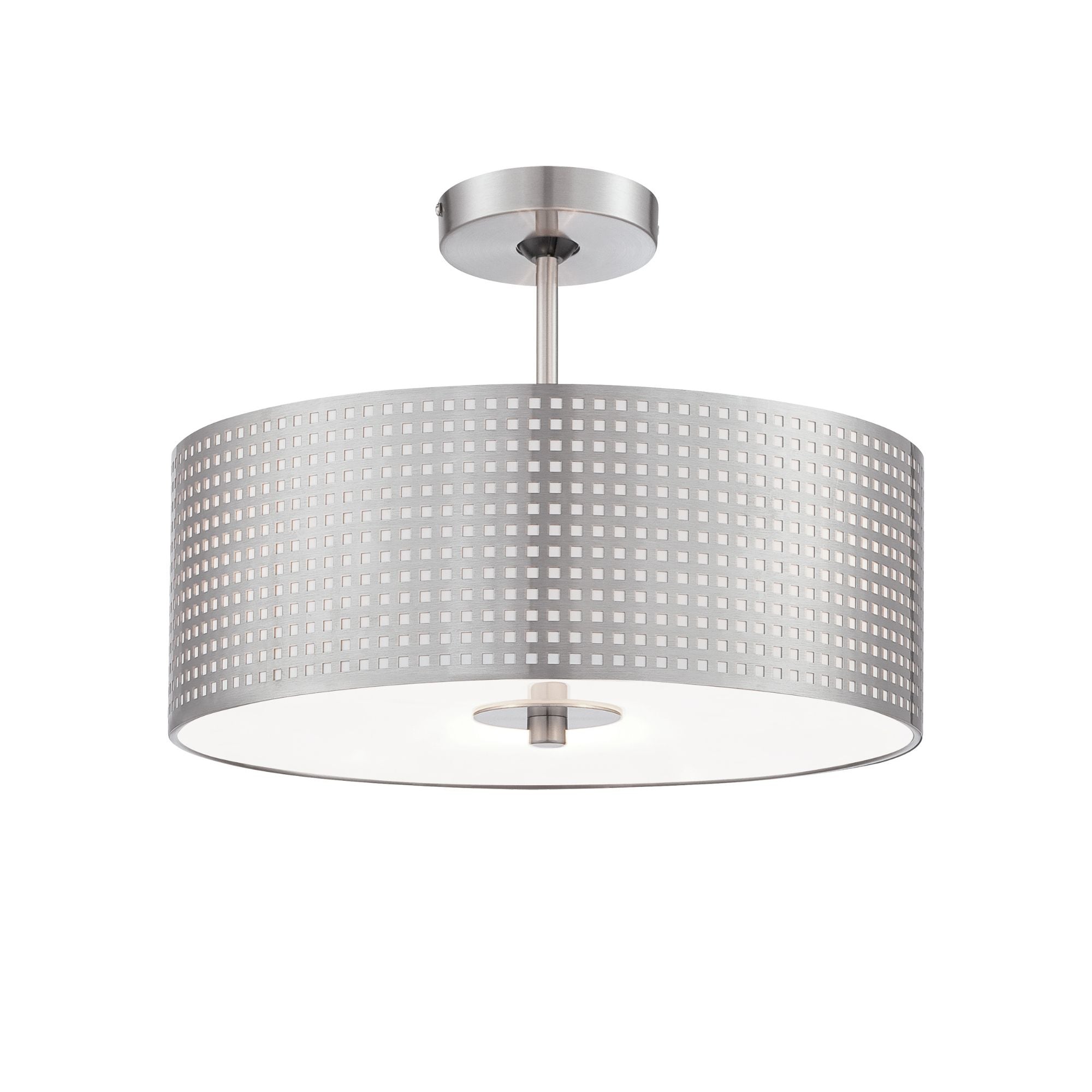 Grid 16" 3-Light Semi-Flush Mount, Brushed Nickel Finish