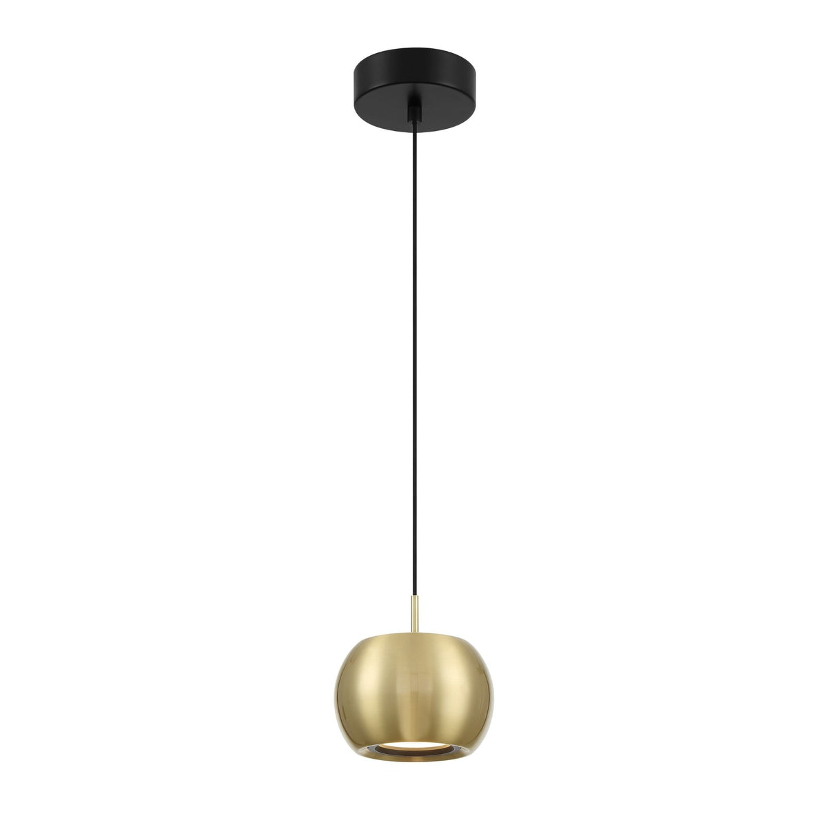 George Kovacs Halo 6 in. LED Pendant, Coal and Brushed Gold, Metal Shade