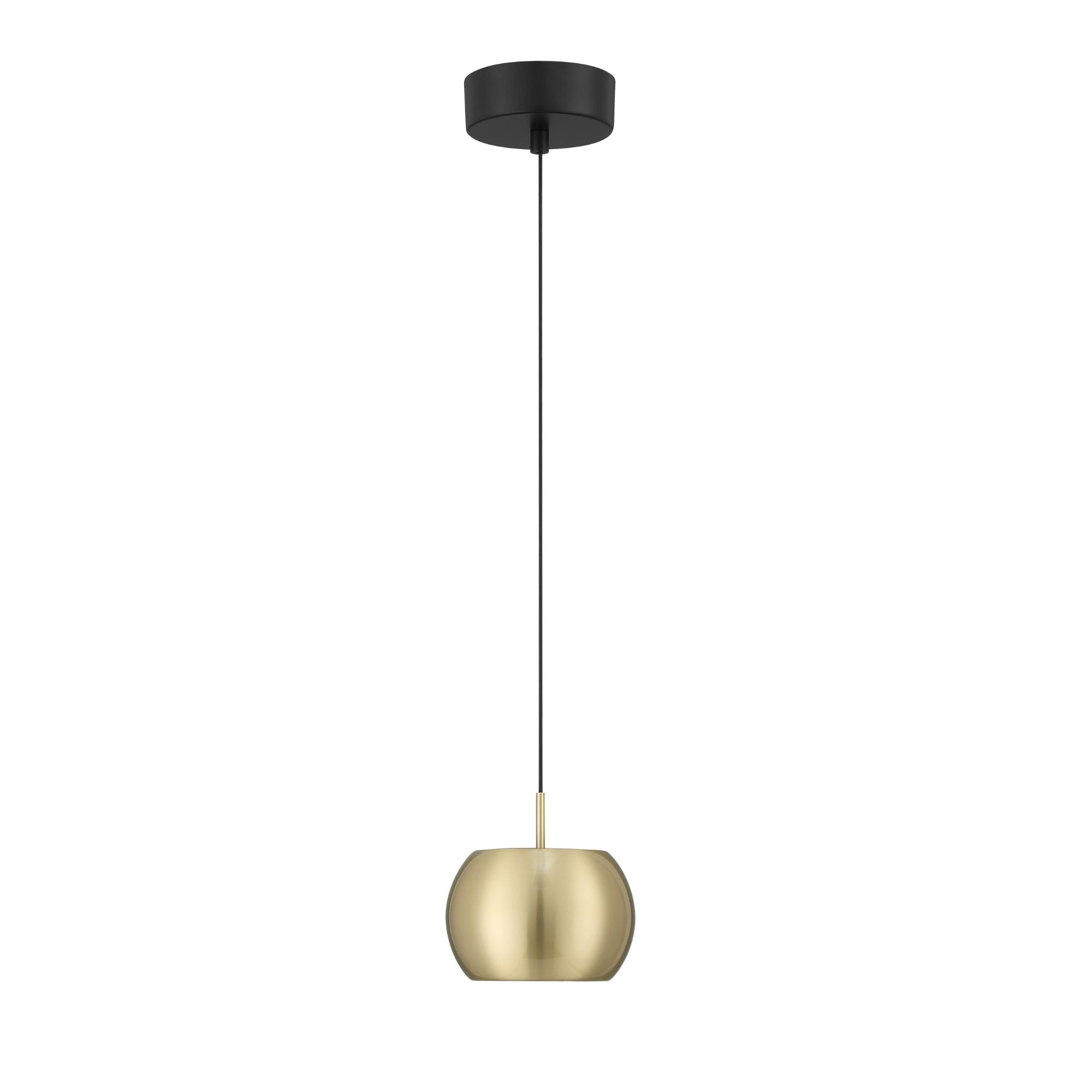 George Kovacs Halo 6 in. LED Pendant, Coal and Brushed Gold, Metal Shade